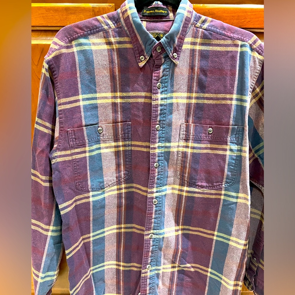 Eddie Bauer Men’s Sonoma Heathers Plaid Flannel Shirt Men’s M